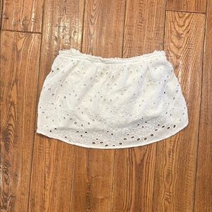 Hollister White Smocked Bubble Crop Top